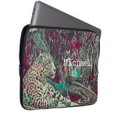 Monochrome Junglekat Laptop Sleeve (Voorkant Rechts)