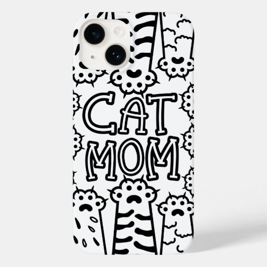 Monochrome kattenmoeder Case-Mate iPhone case (Achterkant)