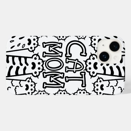 Monochrome kattenmoeder Case-Mate iPhone case (Achterkant (horizontaal))