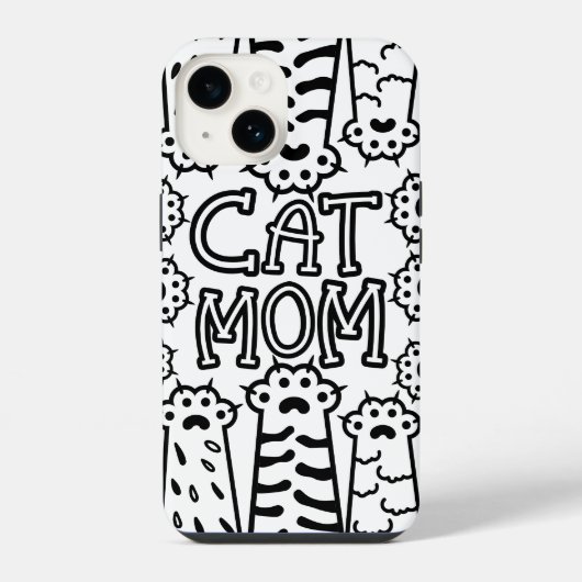 Monochrome kattenmoeder iPhone hoesje (Achterkant)