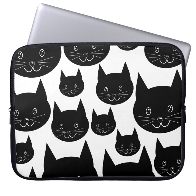 Monochrome katteontwerp. laptop sleeve (Voorkant)
