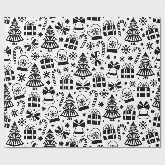 Monochrome kerst cadeaupapier (Vlak)