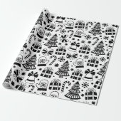 Monochrome kerst cadeaupapier (Uitgerold)