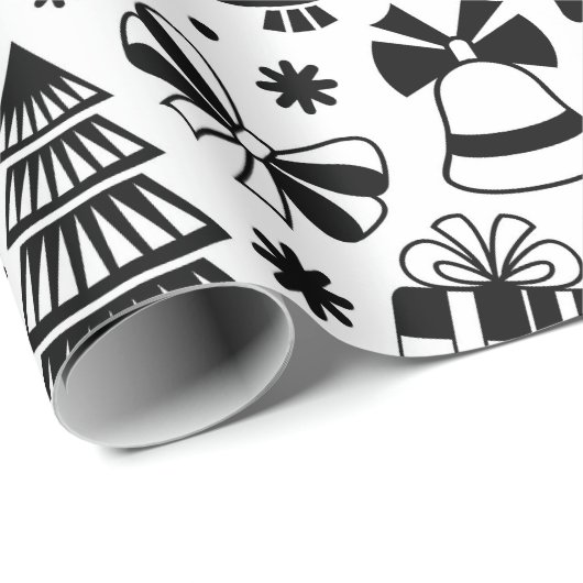 Monochrome kerst cadeaupapier (Rol Hoek)