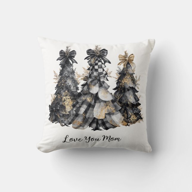 Monochrome kerstballen met FestivThrow Pillow Kussen (Voorkant)