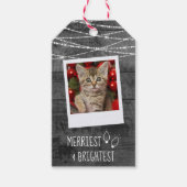 Monochrome kerstlampjes Rustic 2-zijdig foto Cadeaulabel (Voorkant)