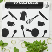 Monochrome keukengerei elegant design theedoek (Gevouwen)