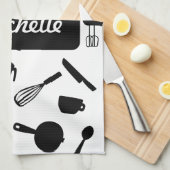 Monochrome keukengerei elegant design theedoek (Quarter Fold)