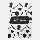 Monochrome keukengerei elegant design theedoek (Verticaal)