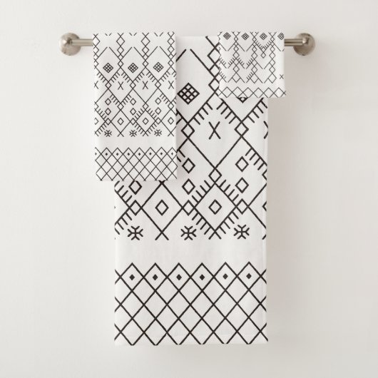 Monochrome Kilim: Marokkaanse tribale textuurkunst Bad Handdoek (Insitu)