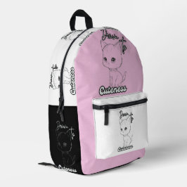 Monochrome kitten met speelse vibes bedrukte rugzak