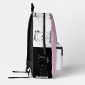 Monochrome kitten met speelse vibes bedrukte rugzak (Links)