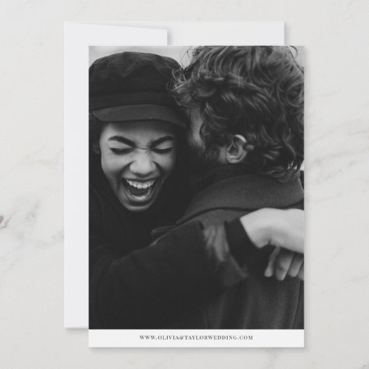Monochrome klassieke fotocollage bruiloft kaart (Achterkant)