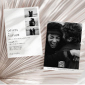 Monochrome klassieke fotocollage QR-code bruiloft Kaart