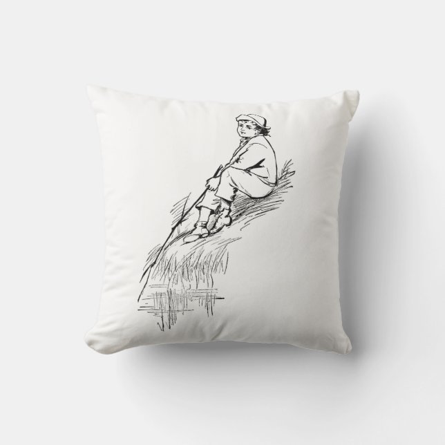 Monochrome kleine jongen  Vist kindertijd Kussen (Voorkant)