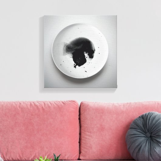 Monochrome koffiedik textuur abstracte kunst 11 canvas afdruk (Insitu (Woonkamer))