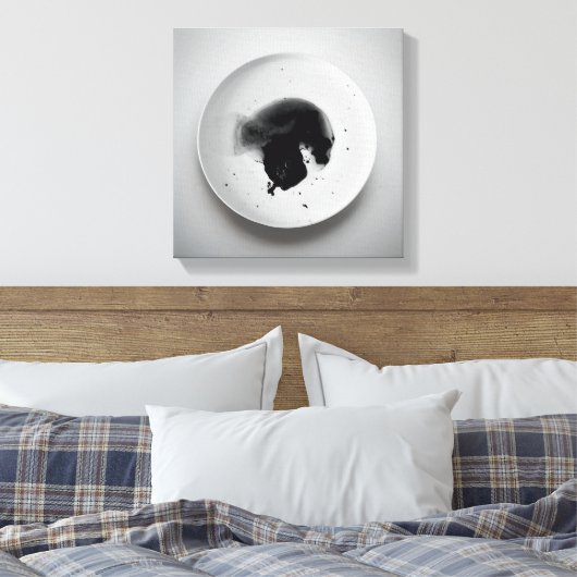 Monochrome koffiedik textuur abstracte kunst 11 canvas afdruk (Insitu (Slaapkamer))