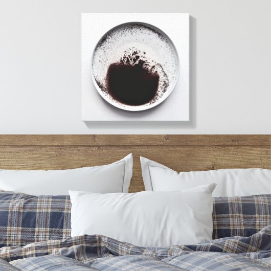Monochrome koffiedik textuur abstracte kunst 4 canvas afdruk (Insitu (Slaapkamer))