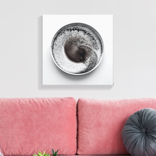 Monochrome koffiedik textuur abstracte kunst 8 canvas afdruk (Insitu (Woonkamer))