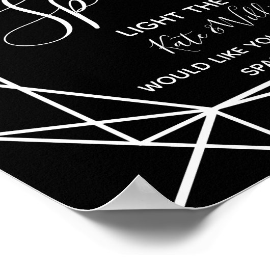 monochrome kristal geo sparkler stuurt bruiloft af poster (Hoek)