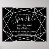 monochrome kristal geo sparkler stuurt bruiloft af poster (Voorkant)