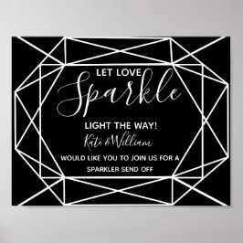 monochrome kristal geo sparkler stuurt bruiloft af poster