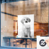 Monochrome Kunst Gouden Retriever Puppy Toiletpapi Raamsticker (Cafe Raam)