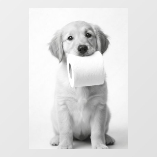 Monochrome Kunst Gouden Retriever Puppy Toiletpapi Raamsticker (Vel)
