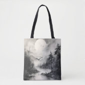Monochrome Landschapsinktpainting Tote Bag (Voorkant)