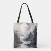 Monochrome Landschapsinktpainting Tote Bag (Achterkant)