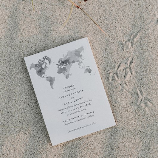 Monochrome legant Destination Wedding Kaart