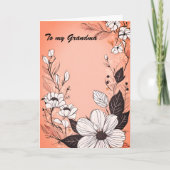 Monochrome lijn Art krans op koraal Moederdag Feestdagen Kaart (Voorkant)