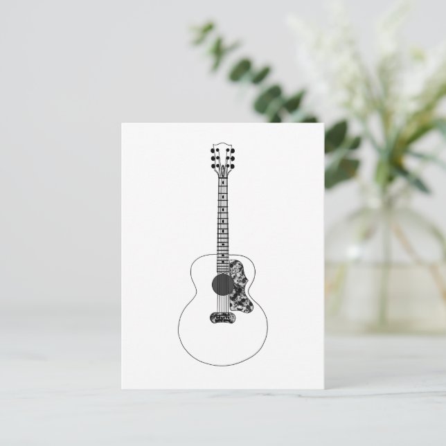 Specificiteit Onafhankelijkheid spoelen Monochrome lijn tekening akoestische gitaarmuziek briefkaart | Zazzle.nl