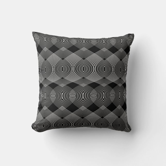 monochrome lijnen: getextureerd abstract ontwerp kussen (Voorkant)