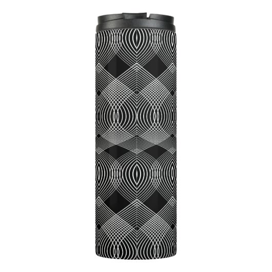 monochrome lijnen: getextureerd abstract ontwerp thermosbeker (Achterkant)