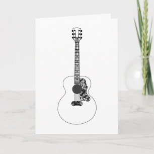Monochrome Lijntekening Akoestische Gitaar Kunst M Kaart
