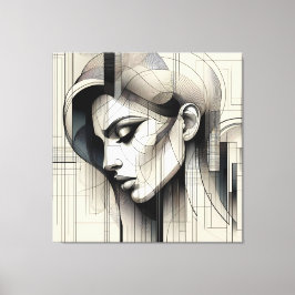 Monochrome Line Portrait Canvas Afdruk