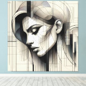 Monochrome Line Portrait Canvas Afdruk (Insitu (Houten vloer))