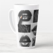 Monochrome Lips Latte Mug – Stylish Black & White  Latte Mok (Linkerhoek)