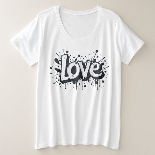 Monochrome Love-Label Grote Maat T-shirt (Design voorkant)