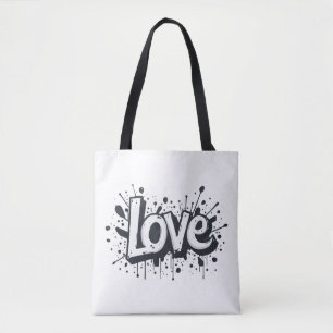 Monochrome Love-Label Tote Bag