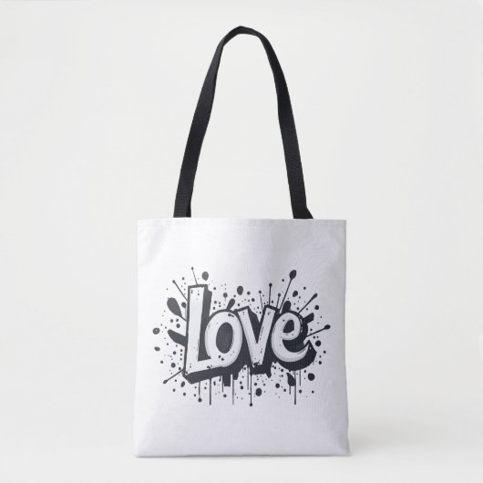 Monochrome Love-Label Tote Bag (Voorkant)