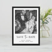 Monochrome Luxe | Zwart-wit Foto QR Code Save The Date (Staand voorkant)