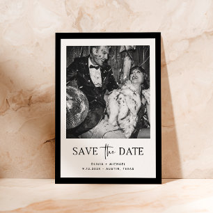 Monochrome Luxe Zwart-wit Foto QR Code Save The Date
