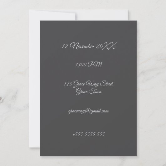 Monochrome Luxury Pampas Grass Boho Wedding Card (Achterkant)