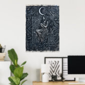 Monochrome Maan Vrouw Poster (Thuiskantoor)