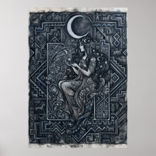 Monochrome Maan Vrouw Poster