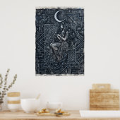 Monochrome Maan Vrouw Poster (Keuken)