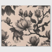 Monochrome Magnolia Gift Wrap Cadeaupapier (Vlak)