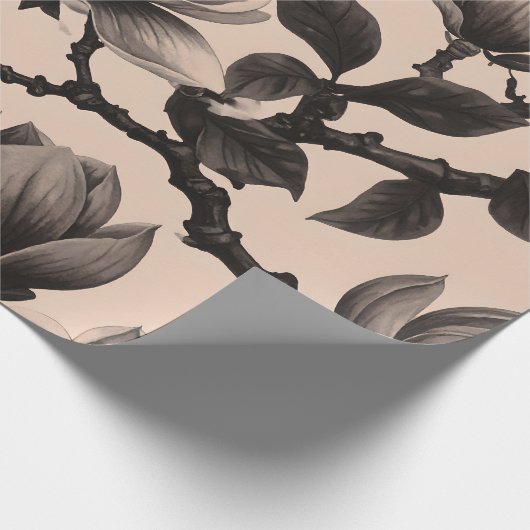  Monochrome Magnolia Gift Wrap Cadeaupapier (Hoek)